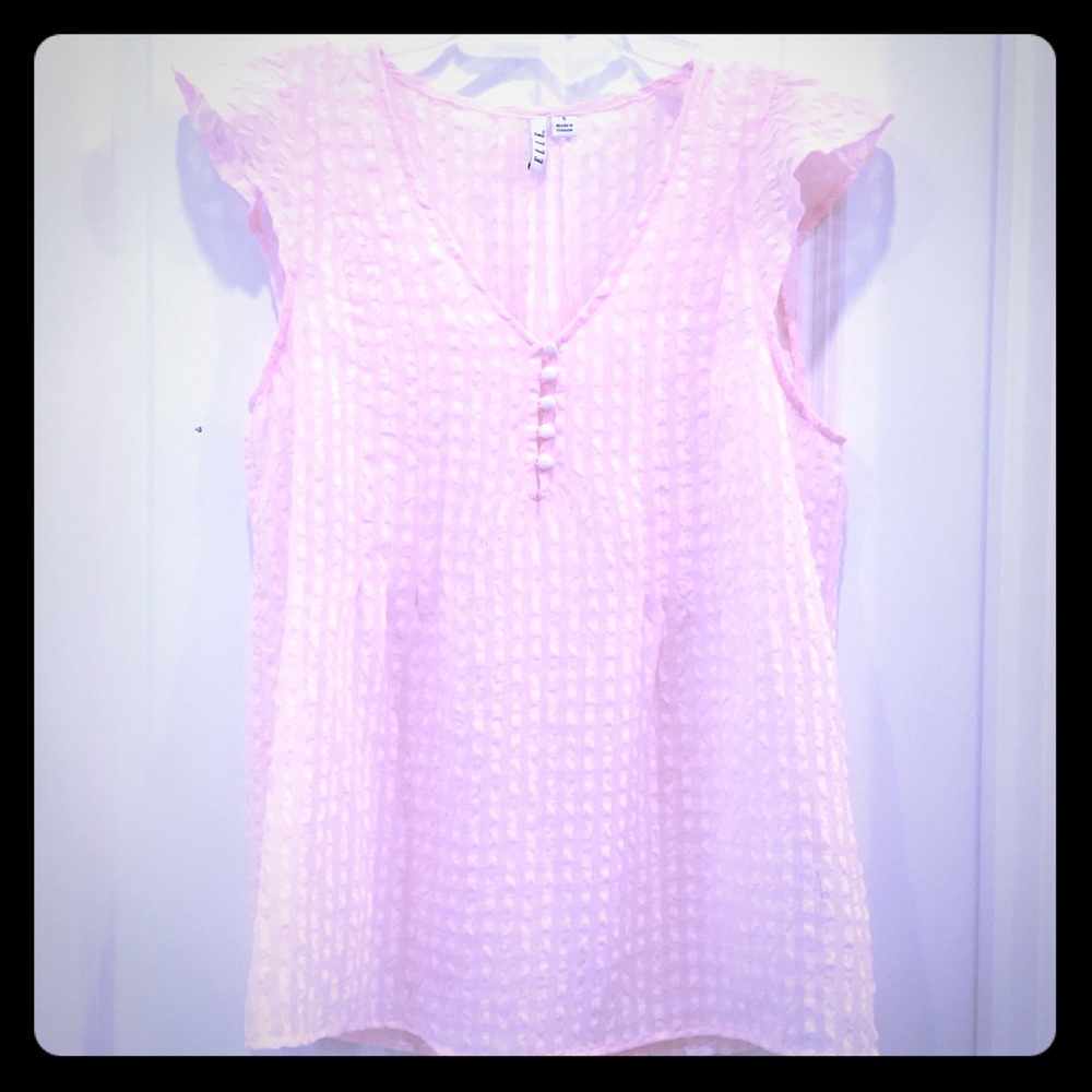Elle Peach Pink/Light Pink Cute Top SZ S